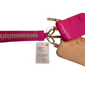 Lululemon Athletica Pink and Tan Dual Pouch Wristlet